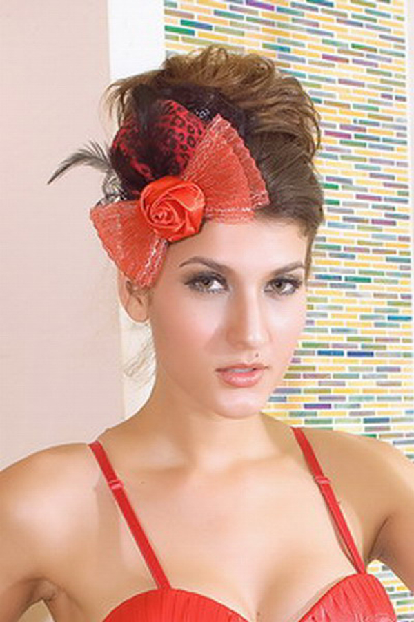 Accessories Red Bowknot Beveled Mini Top Hat - Click Image to Close